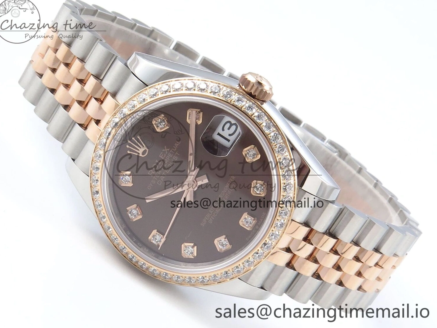 Bezel Diamonds DateJust 278381RBR Diamonds ARF 904L 1:1 Steel Dial Bracelet SS RG 31 Jubilee Edition Brown Best on ETA 2688 0402